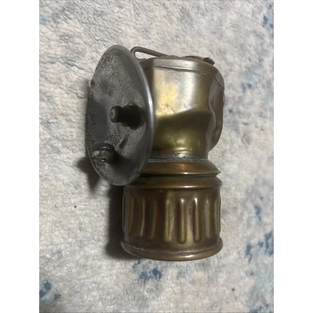 Vintage Justrite Brass Auto-Lite Carbide Coal Miner's Head Lamp Collectable